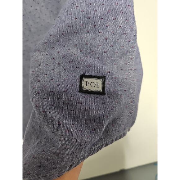 Freedom By Team Poe Mens Med. Button Down Shirt Blue With Red Flecks Branded - Picture 3 of 10